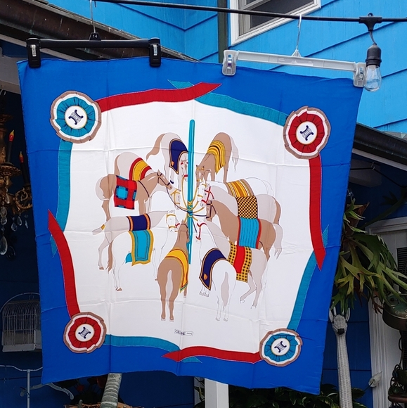 Celine Paris multi horses scarf - Picture 1 of 9